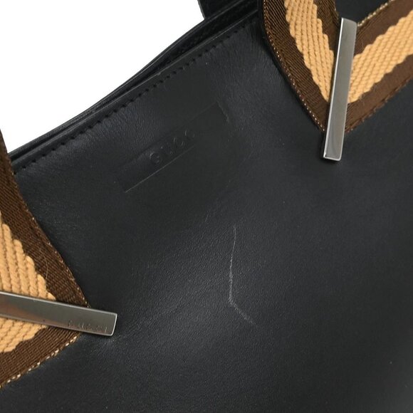 Gucci Black Leather Tote Handbag 000・0860 001998 186662 - Picture 3 of 10